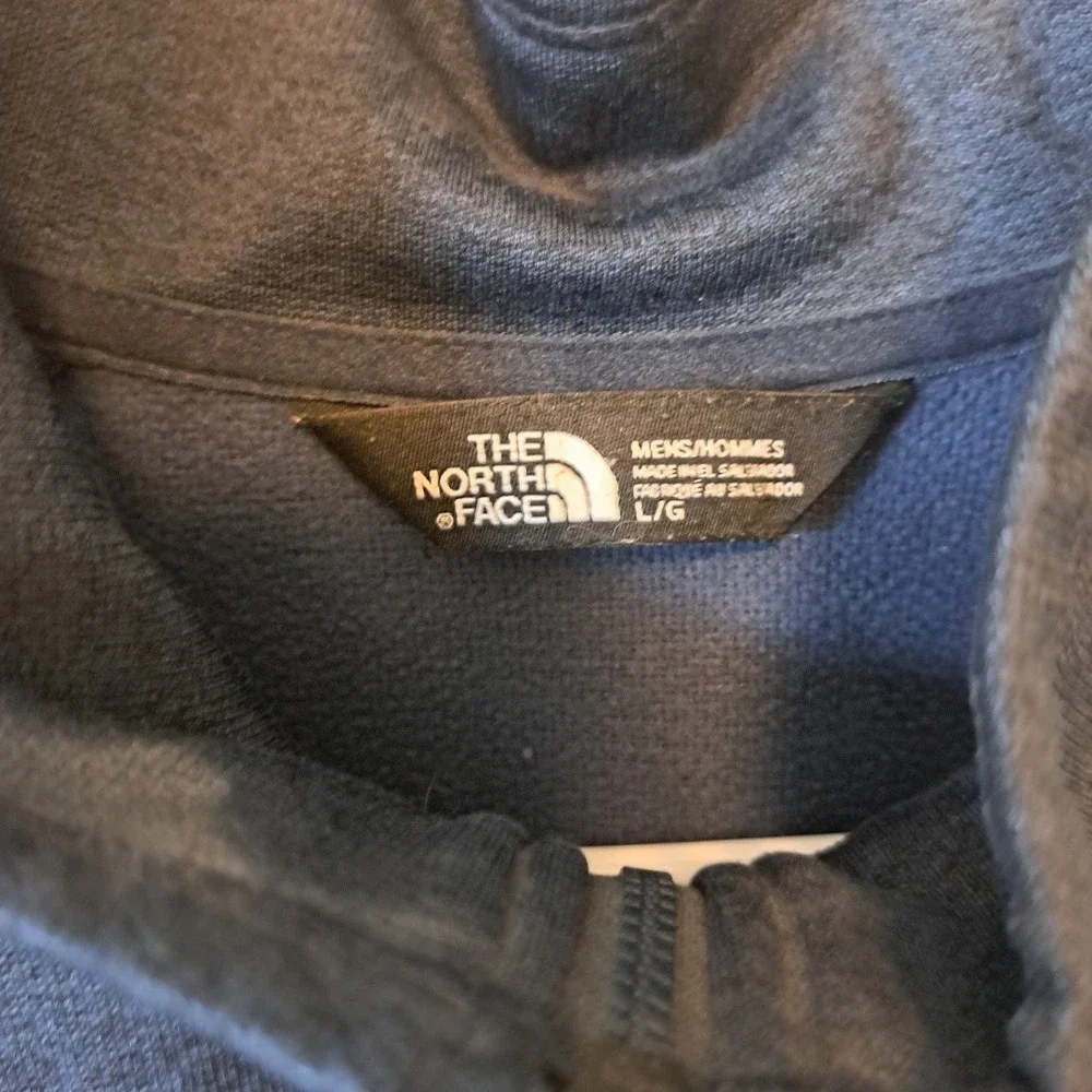 The North Face Mens Navy Heather Quarter Zip Fleece Pullover Jacket Large
